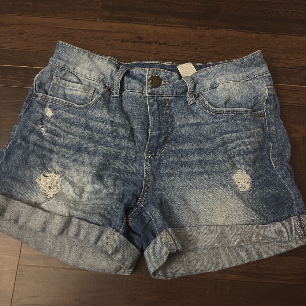 Light blue denim shorts